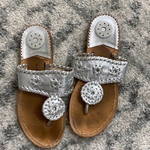 Jack Rogers Miss Hamptons Sandals Silver Size 3